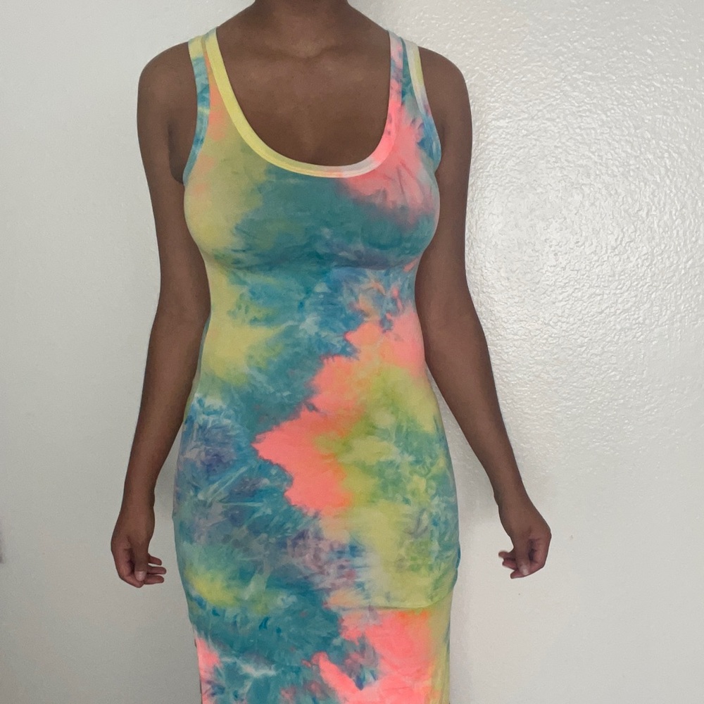 Tie Dye Double Slit Maxi Dress